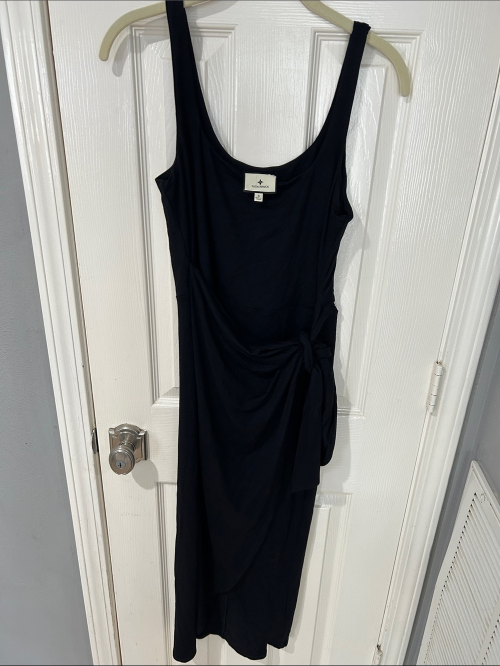 Tuckernuck Black Sleeveless Wrap-Detail Midi Dress
